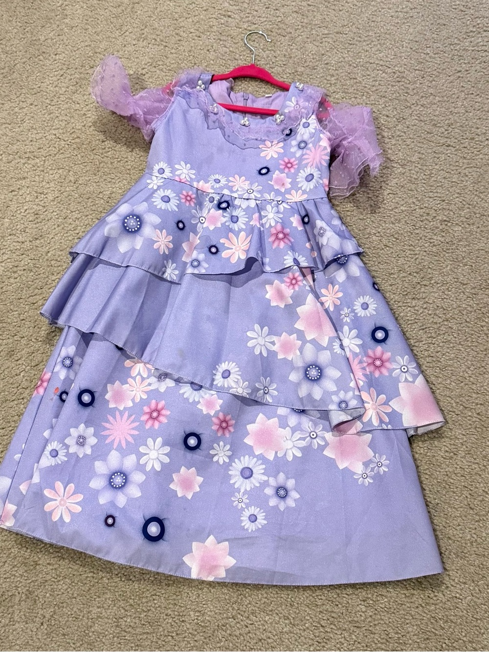 Amazon Purple Floral Tiered Girls' Costume Dress with Pink Accents